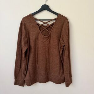 Crane Brown Women's XL Top with Crisscross Back Soft Fleece Interior